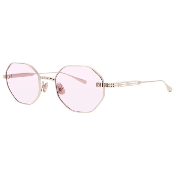 NWT VALENTINO SUNGLASSES GEOMETRIC WOMEN GOLD/PINK EYEWEAR - Picture 1 of 4